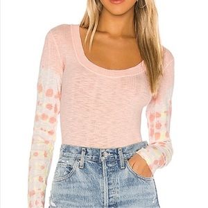 Free People Big Sur Ribbed Tie Dye Long Sleeve Top